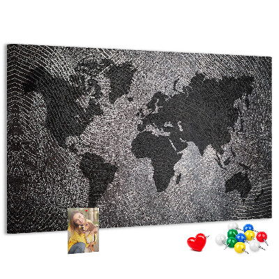 Nástenka Mapa sveta v odtieňoch sivej.