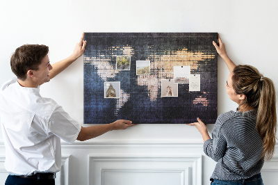 Korková tabuľa Štylizovaná pixelovaná mapa sveta