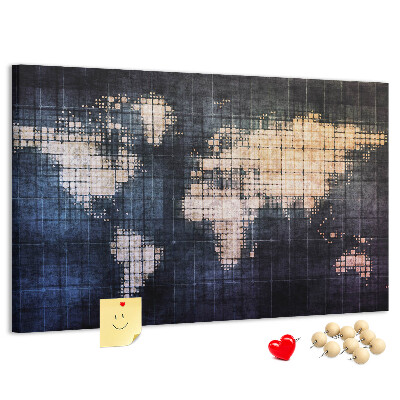 Korková tabuľa Štylizovaná pixelovaná mapa sveta