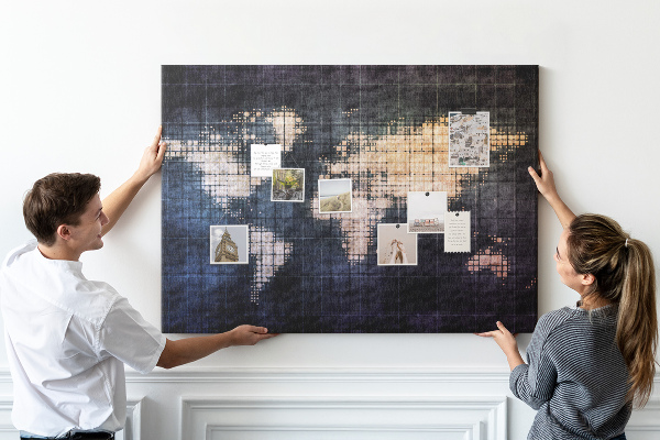 Korková tabuľa Štylizovaná pixelovaná mapa sveta