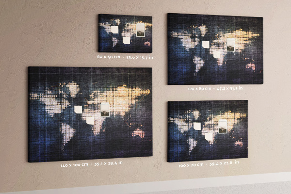Korková tabuľa Štylizovaná pixelovaná mapa sveta