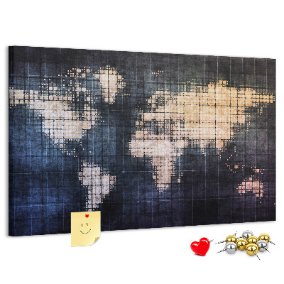 Korková tabuľa Štylizovaná pixelovaná mapa sveta