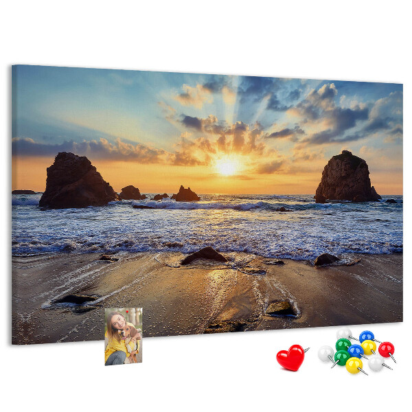 Korková nástenka na stenu Západ slnka nad pokojným morom