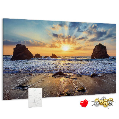Korková nástenka na stenu Západ slnka nad pokojným morom