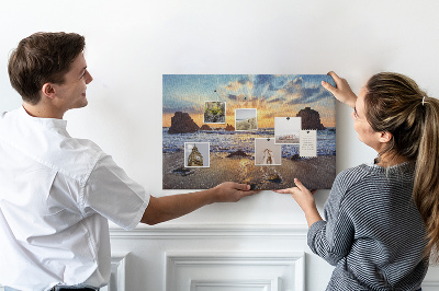 Korková nástenka na stenu Západ slnka nad pokojným morom