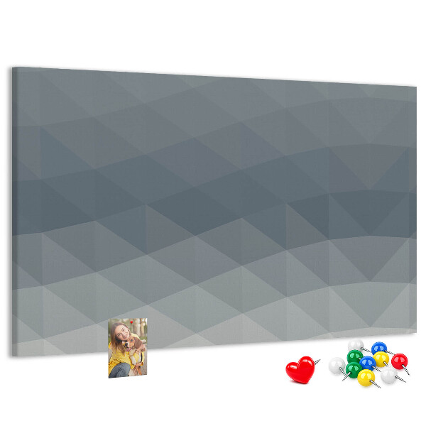 Korková nástenka na stenu Geometrické trojuholníky v odtieňoch sivej na pozadí