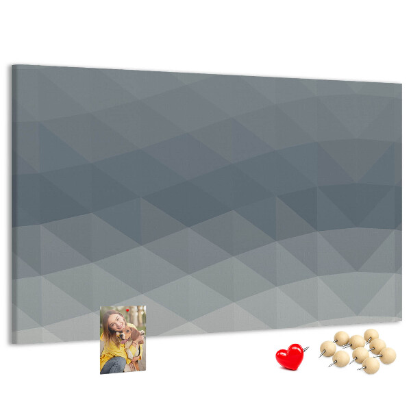 Korková nástenka na stenu Geometrické trojuholníky v odtieňoch sivej na pozadí
