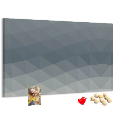 Korková nástenka na stenu Geometrické trojuholníky v odtieňoch sivej na pozadí