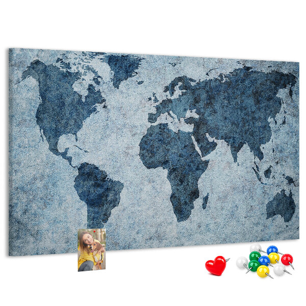 Korková tabuľa Mapa starovekého sveta v odtieňoch modrej