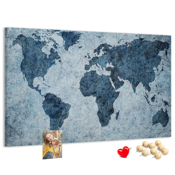 Korková tabuľa Mapa starovekého sveta v odtieňoch modrej
