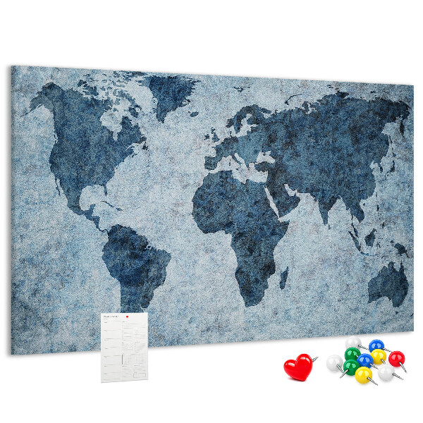 Korková tabuľa Mapa starovekého sveta v odtieňoch modrej