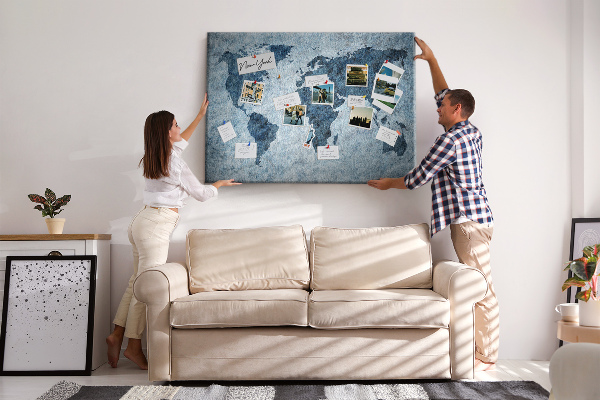 Korková tabuľa Mapa starovekého sveta v odtieňoch modrej