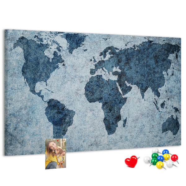Korková tabuľa Mapa starovekého sveta v odtieňoch modrej