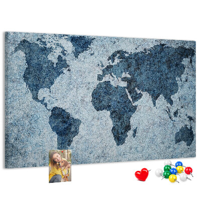 Korková tabuľa Mapa starovekého sveta v odtieňoch modrej