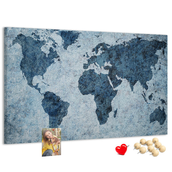 Korková tabuľa Mapa starovekého sveta v odtieňoch modrej
