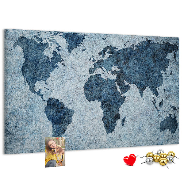 Korková tabuľa Mapa starovekého sveta v odtieňoch modrej