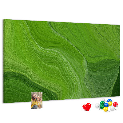 Korková nástenka na stenu Zelené vlny s jemnými líniami.