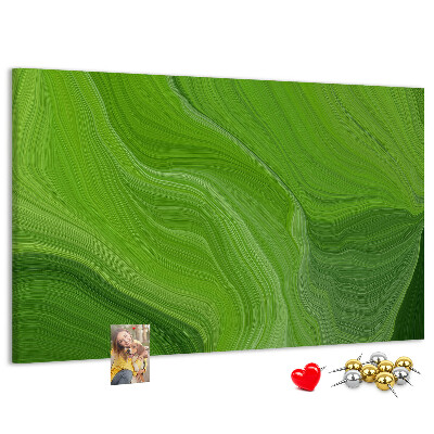 Korková nástenka na stenu Zelené vlny s jemnými líniami.