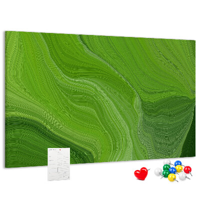 Korková nástenka na stenu Zelené vlny s jemnými líniami.