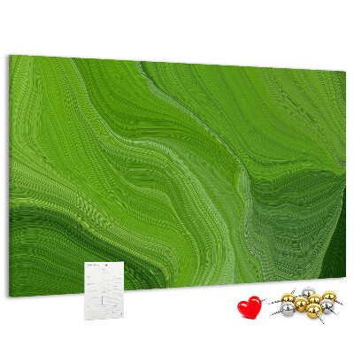 Korková nástenka na stenu Zelené vlny s jemnými líniami.