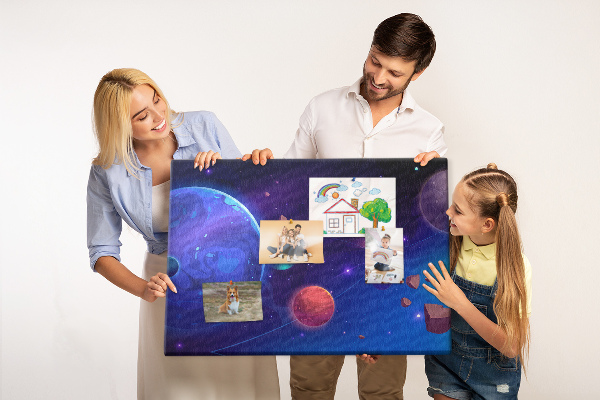 Nástenka Vesmírna krajina s planétami a asteroidmi