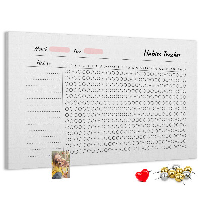 Korková nástenka na stenu Sledovanie zvykov je jednoduché