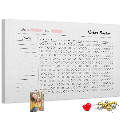 Korková nástenka na stenu Sledovanie zvykov je jednoduché