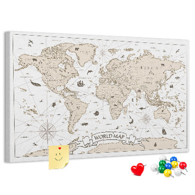 Korková nástenka na stenu Mapa starovekého sveta s geografickými detailmi