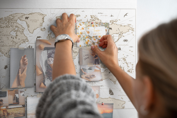Korková nástenka na stenu Mapa starovekého sveta s geografickými detailmi