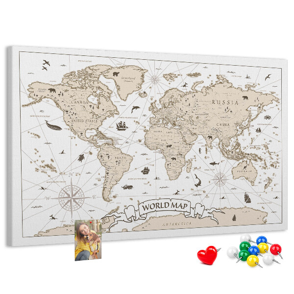 Korková nástenka na stenu Mapa starovekého sveta s geografickými detailmi