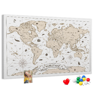 Korková nástenka na stenu Mapa starovekého sveta s geografickými detailmi