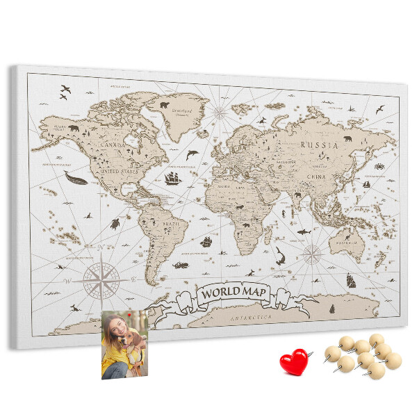 Korková nástenka na stenu Mapa starovekého sveta s geografickými detailmi