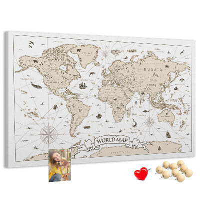 Korková nástenka na stenu Mapa starovekého sveta s geografickými detailmi