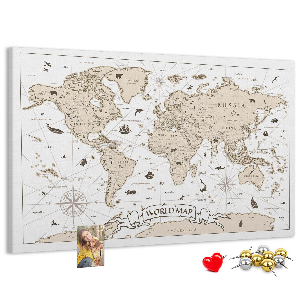Korková nástenka na stenu Mapa starovekého sveta s geografickými detailmi