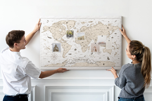 Korková nástenka na stenu Mapa starovekého sveta s geografickými detailmi