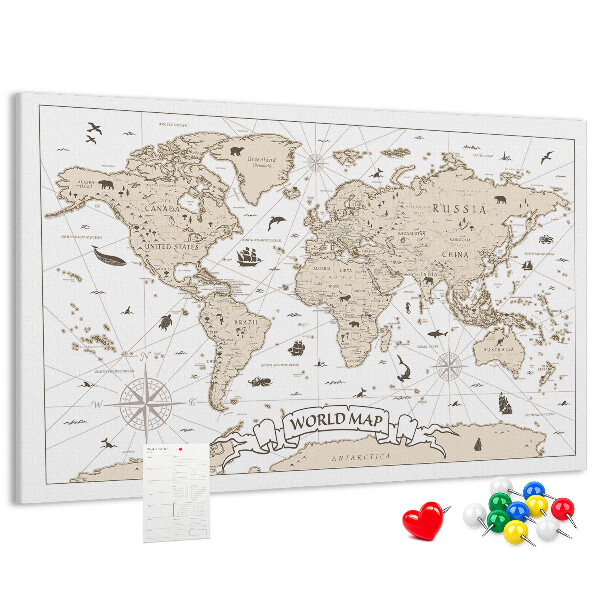 Korková nástenka na stenu Mapa starovekého sveta s geografickými detailmi