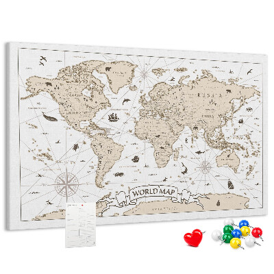 Korková nástenka na stenu Mapa starovekého sveta s geografickými detailmi
