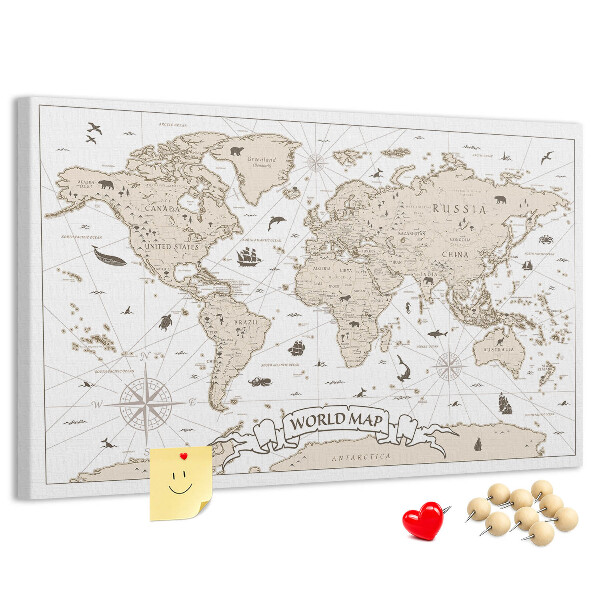Korková nástenka na stenu Mapa starovekého sveta s geografickými detailmi