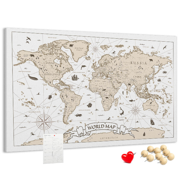 Korková nástenka na stenu Mapa starovekého sveta s geografickými detailmi