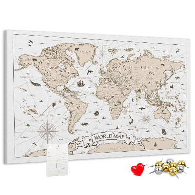 Korková nástenka na stenu Mapa starovekého sveta s geografickými detailmi