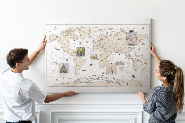 Korková nástenka na stenu Mapa starovekého sveta s geografickými detailmi