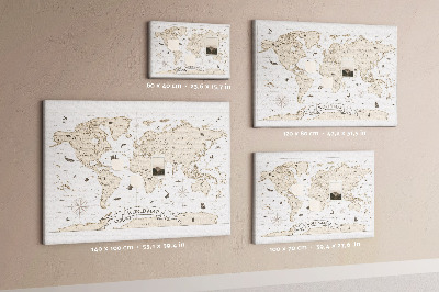 Korková nástenka na stenu Mapa starovekého sveta s geografickými detailmi