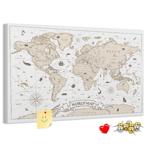 Korková nástenka na stenu Mapa starovekého sveta s geografickými detailmi