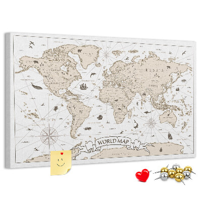 Korková nástenka na stenu Mapa starovekého sveta s geografickými detailmi