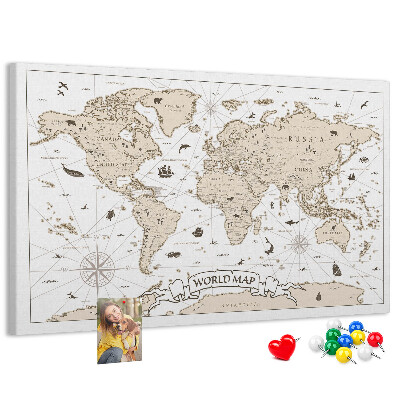 Korková nástenka na stenu Mapa starovekého sveta s geografickými detailmi