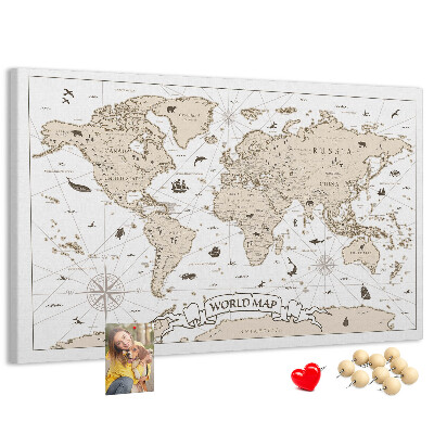 Korková nástenka na stenu Mapa starovekého sveta s geografickými detailmi