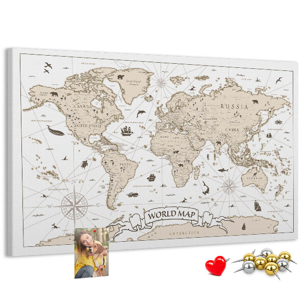 Korková nástenka na stenu Mapa starovekého sveta s geografickými detailmi