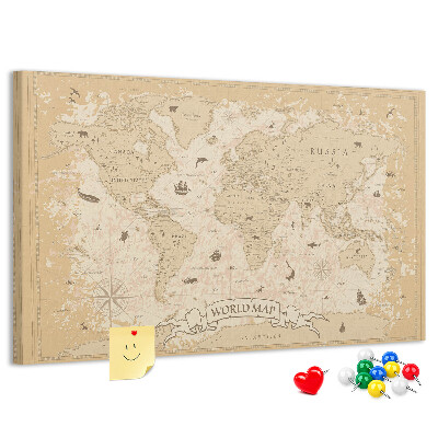 Korková tabuľa Mapa starovekého sveta s geografickými detailmi