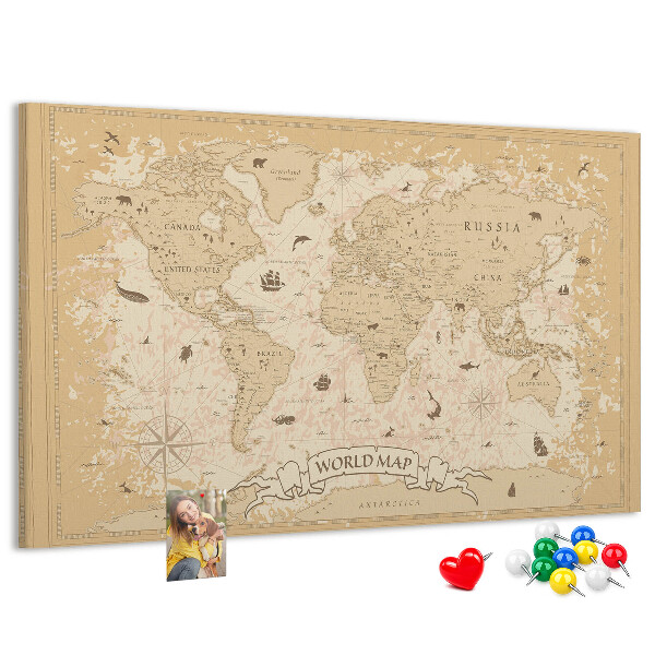 Korková tabuľa Mapa starovekého sveta s geografickými detailmi