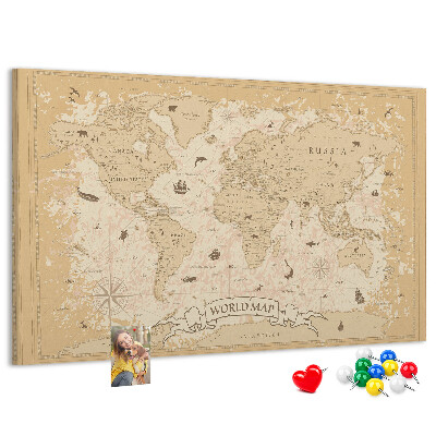 Korková tabuľa Mapa starovekého sveta s geografickými detailmi